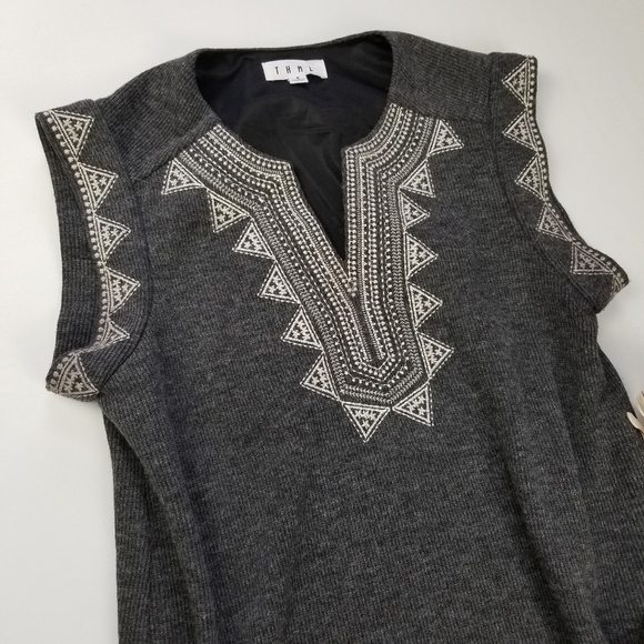 THML Anthropologie Gray Aztec Sweater Shift Dress Small - Picture 3 of 8